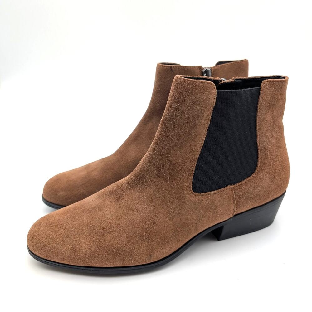 Aerosoles Cerros Ankle Boots Women's Side Zip Mocha Suede Size US9M EU39.5